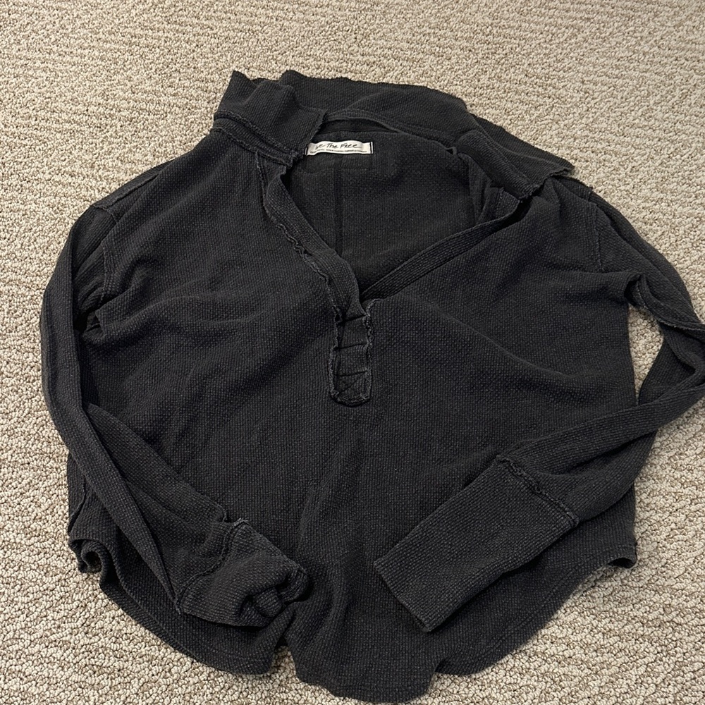 We The Free Gray Textured Top